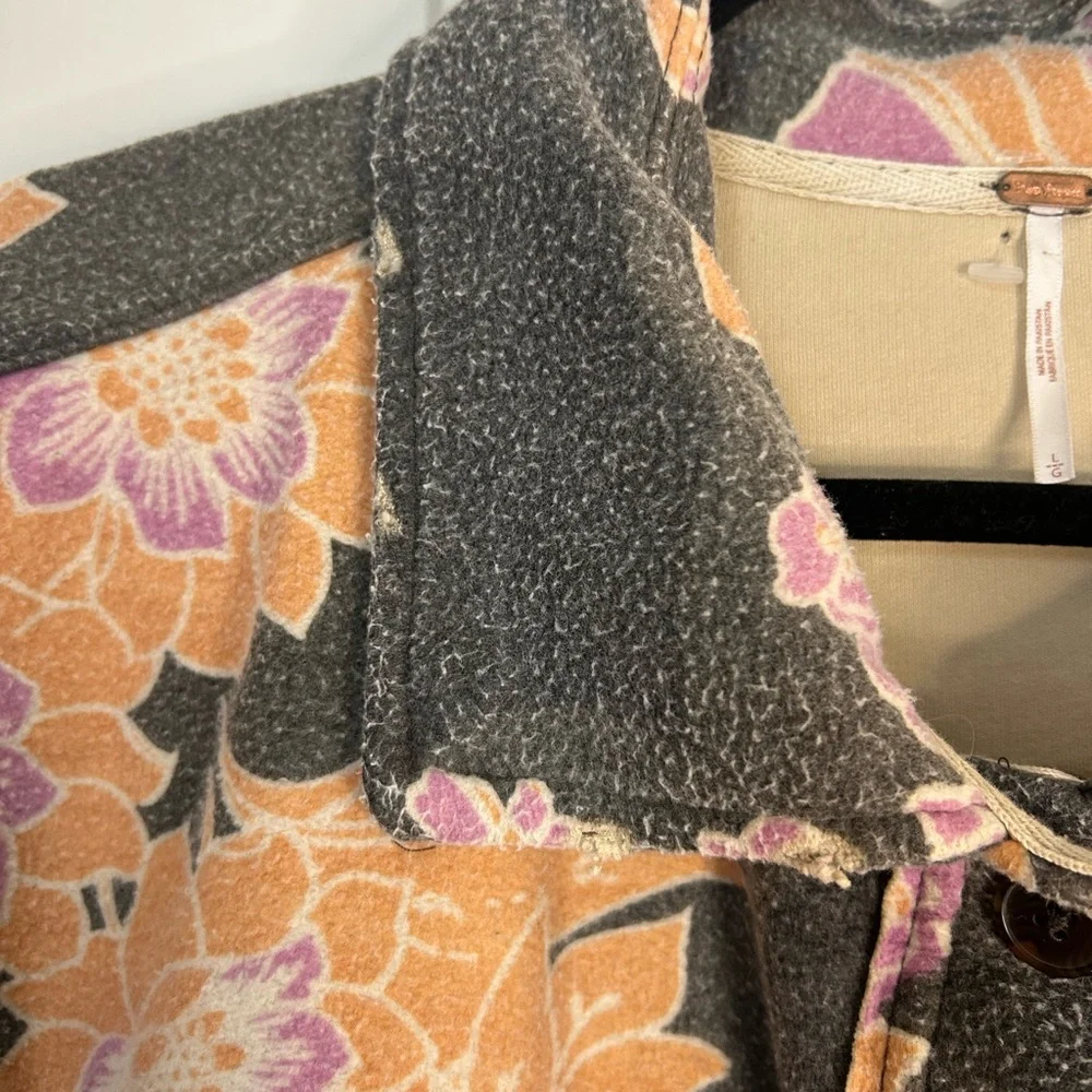NEW Free People Printed Ruby Jacket Floral Oversized Shacket Gray Size Large - Picture 12 of 14